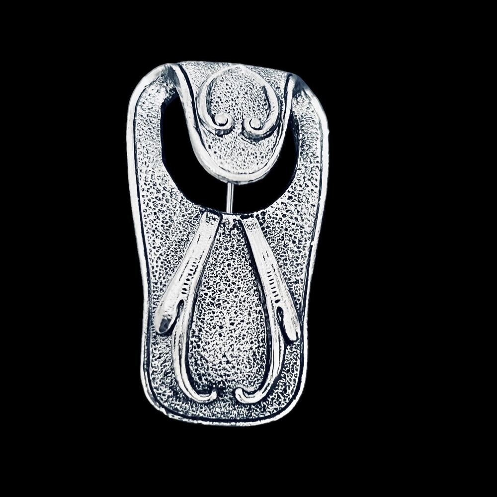 Vintage Sarah Coventry Split Trick Brooch Pin Textured Silver Tone Modernist MCM